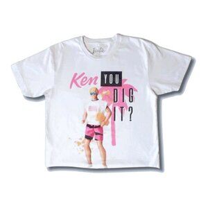 NWOT Barbie Mattel white βKen You Dig It?β graphic t-shirt, M